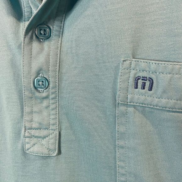 Travis Mathew Polo Shirt Mens 2XL XXL Light Blue Performance Timberstone Golf - Picture 5 of 11